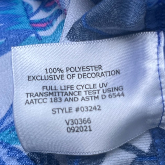 Coolibar Blue and White Swim Top with Sun Protection - Picture 5 of 8